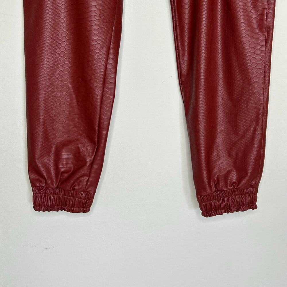 Bombshell Sportswear Red Faux Leather Jogger Track Pants - Picture 7 of 11